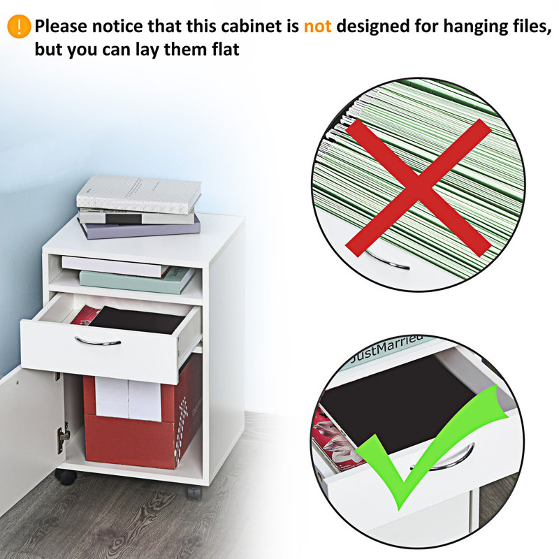 Mobile Storage Cabinet Organizer With Drawer, Entryway Cabinet, White