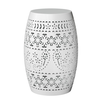 White Round Outdoor End Table