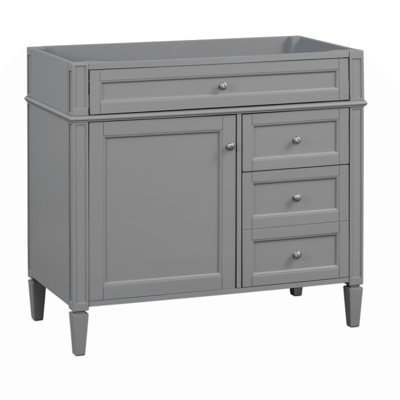 Meuble-lavabo de 36 po sans lavabo supérieur, armoire de rangement de salle de bain avec 2 tiroirs et un tiroir basculant,