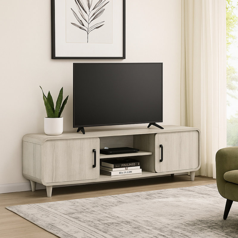 Meuble télé Meni, 71 po, blanc scandinave