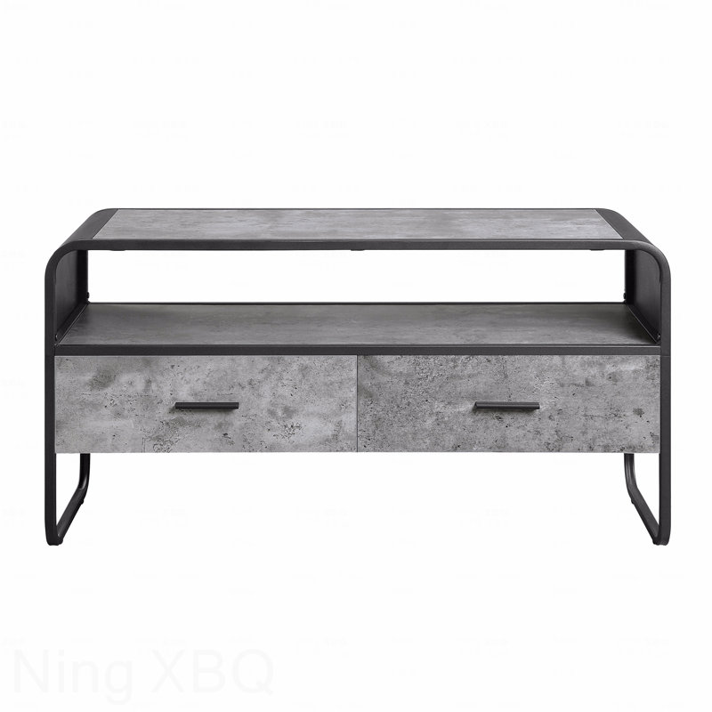 Meuble télé moderne et élégant avec finition noire et étagère avec tiroirs de rangement et meubles de salon de luxe gris béton