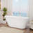65"L x 30''W Freestanding Acrylic Slipper Soaking Bathtub, Chrome Drain & Pearl-Shaped Overflow, Modern Design for Luxury Bathrooms