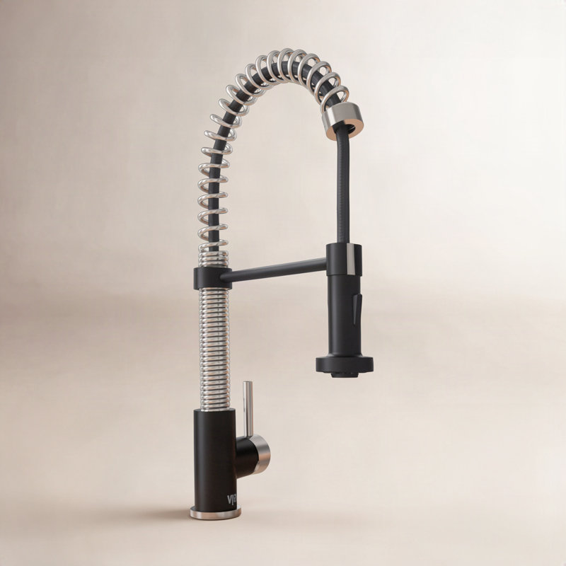 Robinet de cuisine de H 19 po avec pulvérisateur rétractable à deux fonctions Edison, Acier inoxydable / noir mat