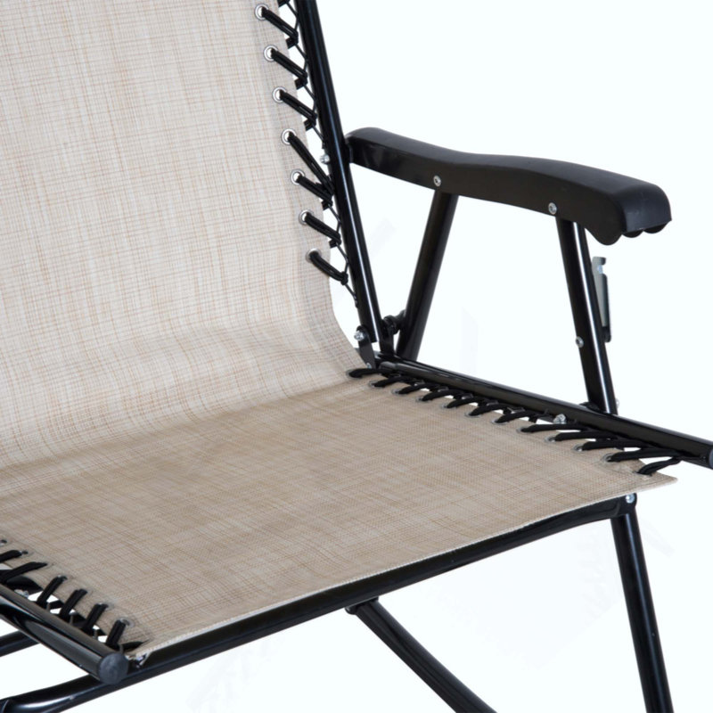 Ensemble de chaises berçantes d'extérieur 3 pièces, ensemble de chaise berçante pliante pour patio avec table basse en verre, appuis-tête pour cour, patio, terrasse, cour