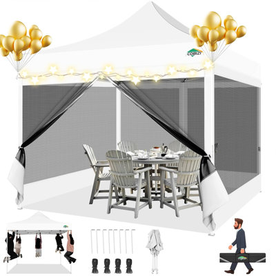 118' W x 118' D  Heavy Duty Pop Up Canopy Tent with 4 Sidewalls, Commercial Gazebo Party Tent
