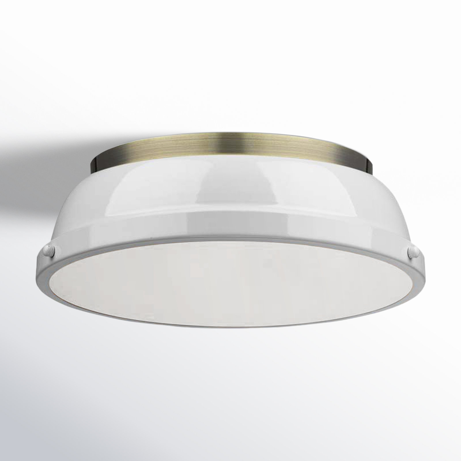 Calico 2 Light Steel Flush Mount, Aged Brass, White
