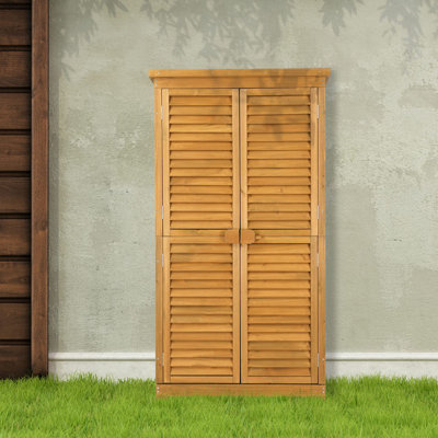 63.2in Wooden Garden Tools Shed with 2 Lockable Doors