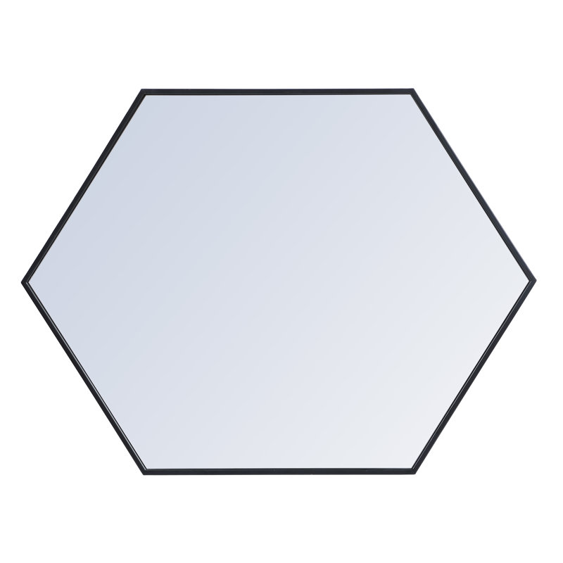 Sabine Metal Hexagon Wall Mirror, Black, 35" x 41"