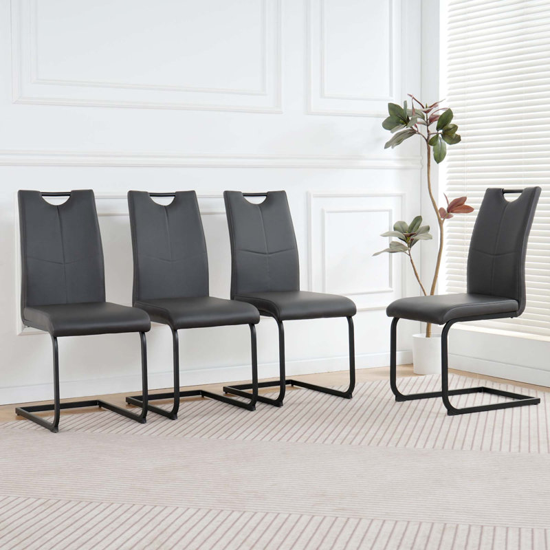 Ensemble de 4 chaises de salle à manger modernes, Gris anthracite