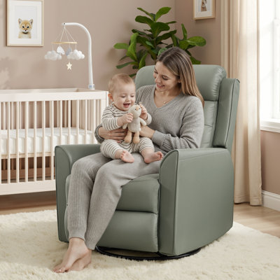 Fauteuil inclinable manuel pivotant de 30,7 po en cuir végétalien contemporain et respirant