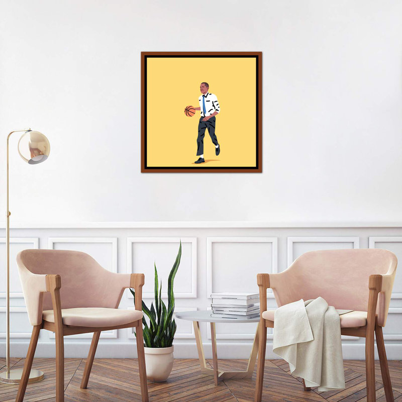 «Balling Barack» par Elad Shagrir - impression, H 26 po x l 26 po x P 1,5 po, Cadre flottant brun