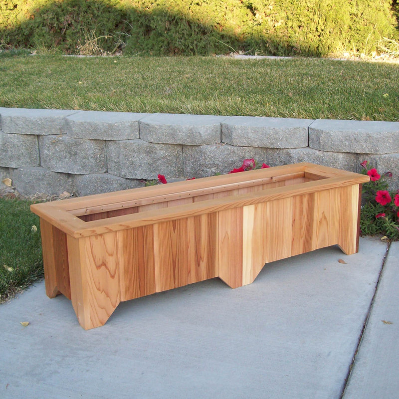 Cainsville Handmade Wood Planter Box, Cedar Stain, 13" H x 50" W x 15" D
