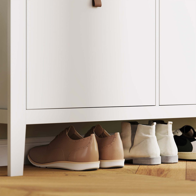 Flip Down Shoe Storage, 95cm H x 105cm W x 24cm D, White/Brown