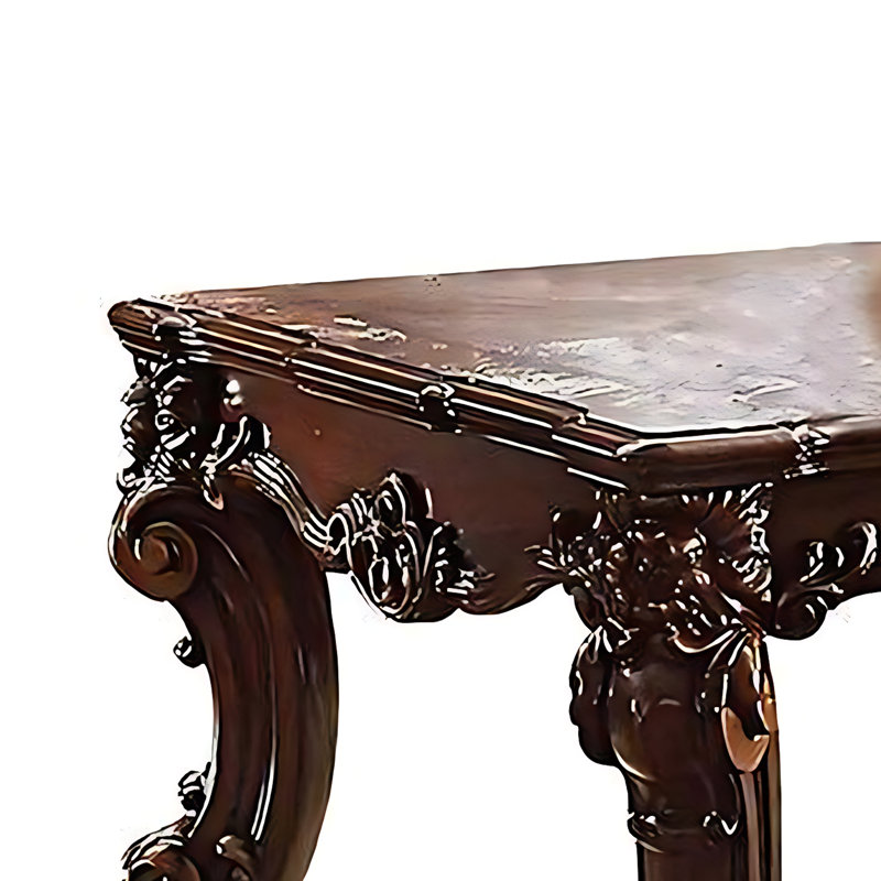 Genivra Coffee Table, 36 Inch Rectangular Top, Scrolled Legs, Brown, Cherry Brown