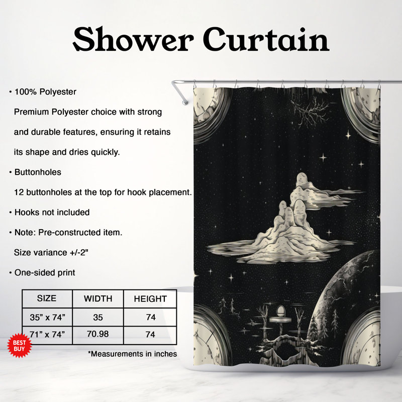 Adraine Abstract Shower Curtain, 74"H x 71"W