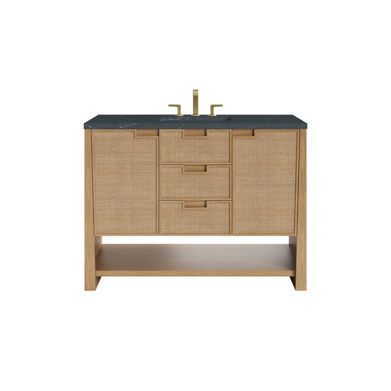 Solene 48'' W Single Vanity, Charcoal Soapstone Quartz, 8" Centers