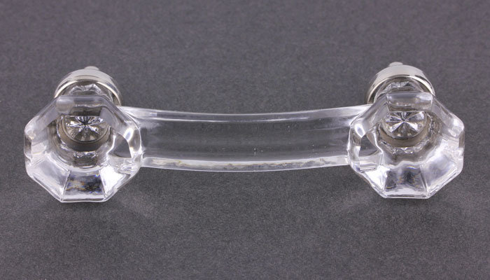 (Paquet de 5) Poignée octogonale en verre de 3 pouces rose avec bronze huilé, Nickel