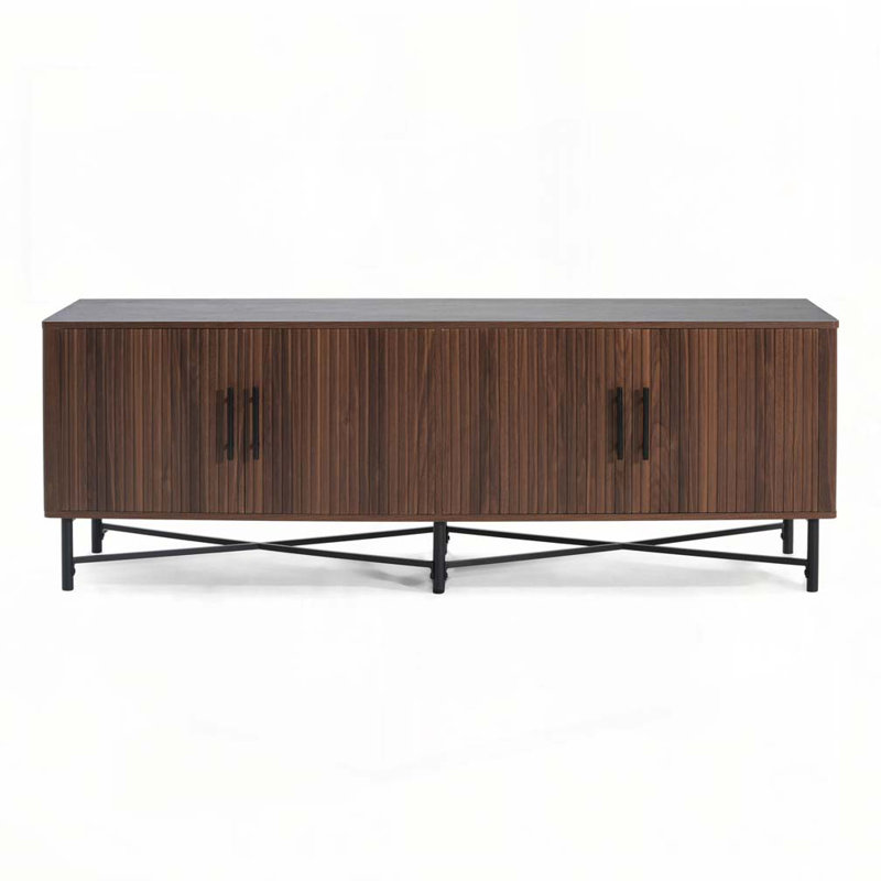 4-Door Accent Storage Cabinet with Adjustable Shelves, Chestnut