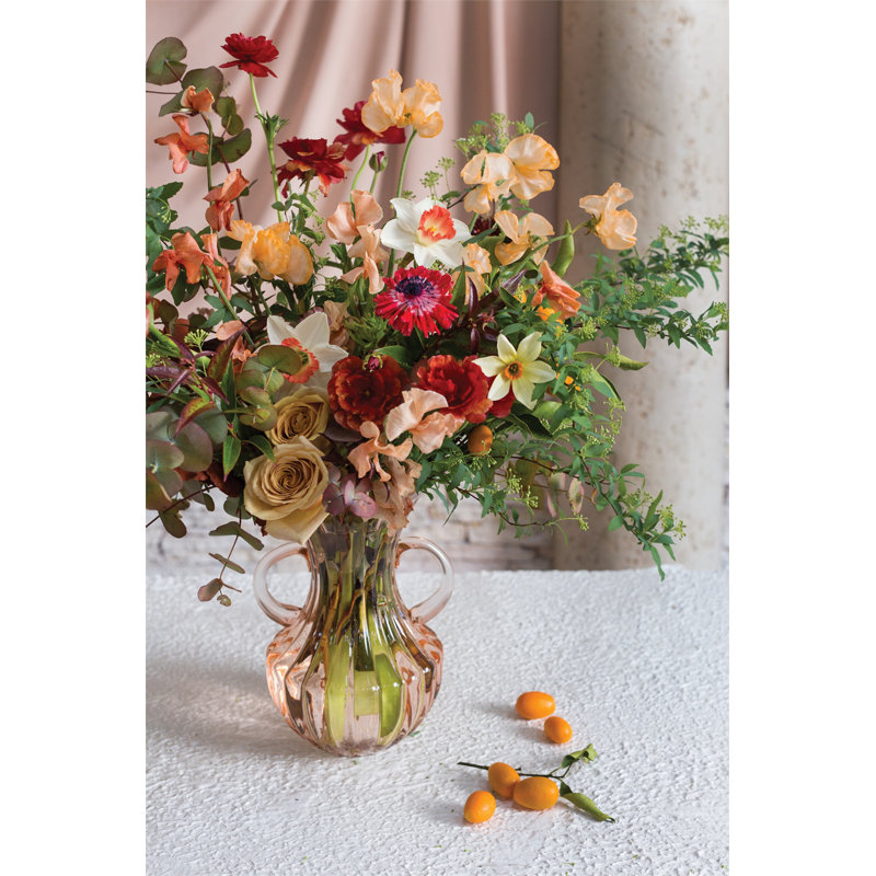 Moravian Handmade Glass Table Vase, 9.75" H x 6" W x 6.75" D