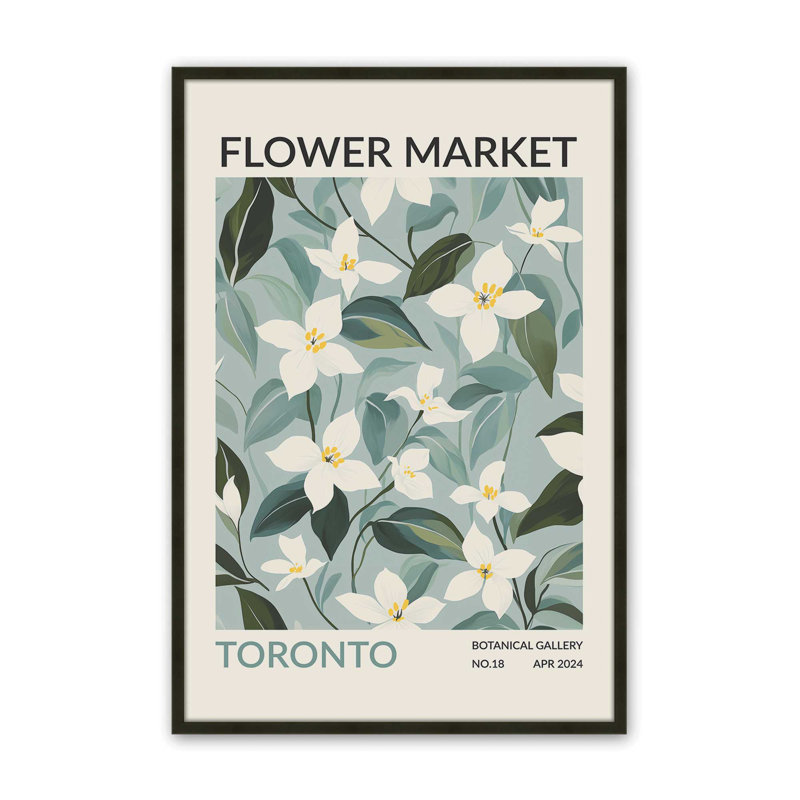 Imprimé du Toronto Flower Market, Reproduction encadrée sans passe-partout, H 17 po x l 13 po x P 1,25 po, Noir satiné