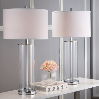 Ensemble de lampes de table transparentes / chromées 31 po Christa