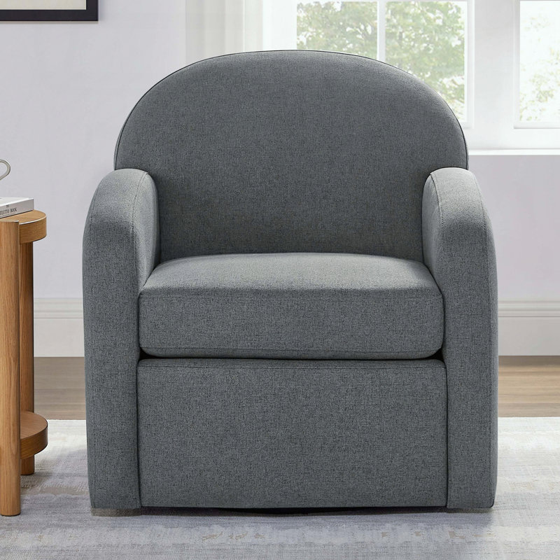 Fauteuil demi-tonneau moderne, tissu semblable au chanvre et ressorts hélicoïdaux