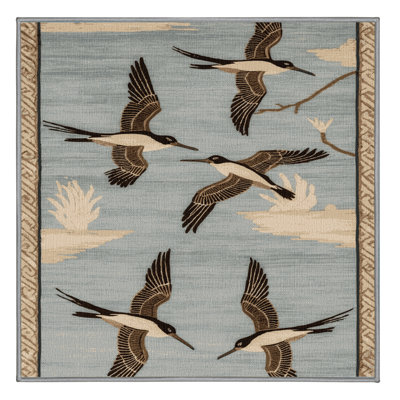 Washable Coastal Birds Coastal Area Rug