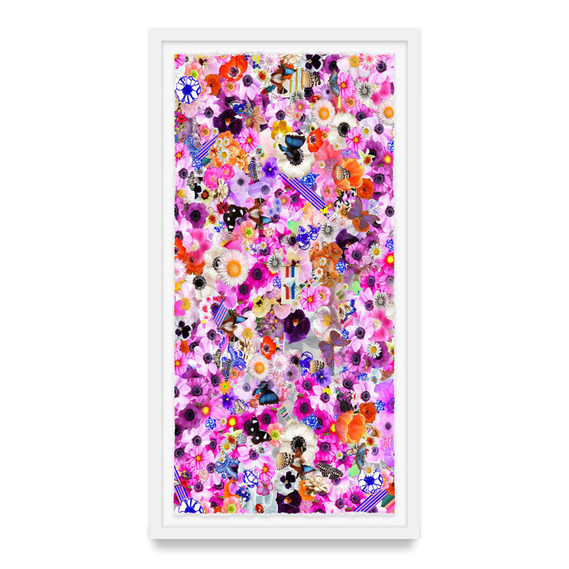 Flower Collage Print By Kristi Kohut, White Wood, 30" H x 17" W