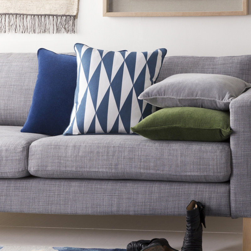 Inga Cotton Throw Pillow, Blue/ White, Down/Feather