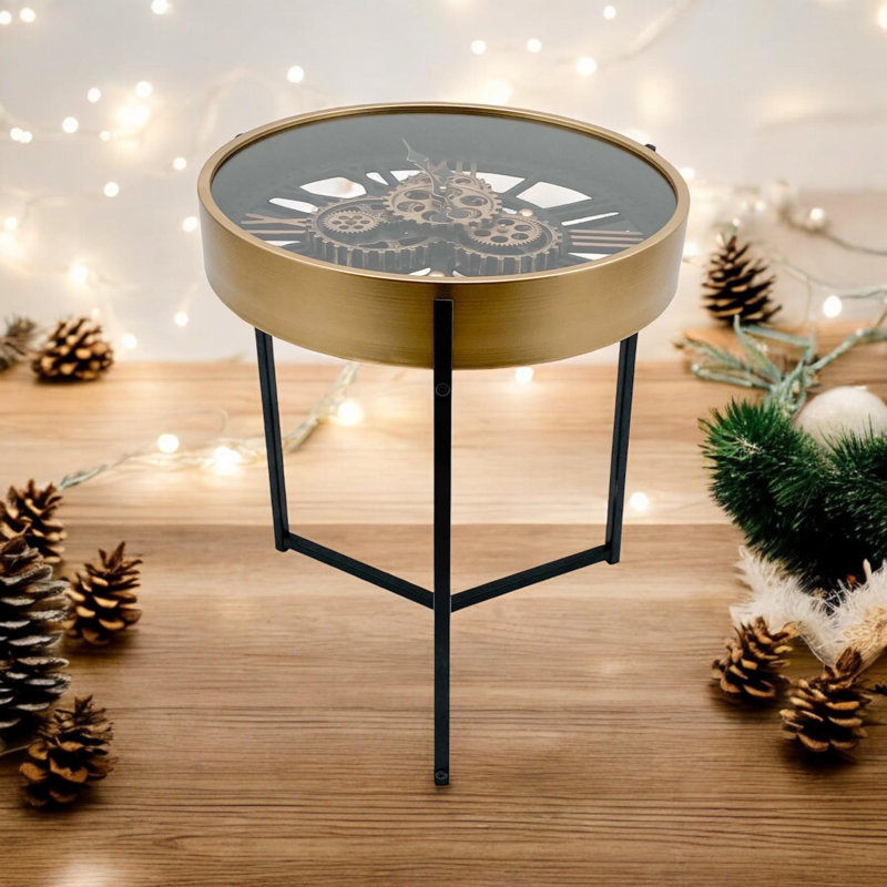 Roman Numeral Metal Quartz movement / Crystal Tabletop Clock in Gold Black