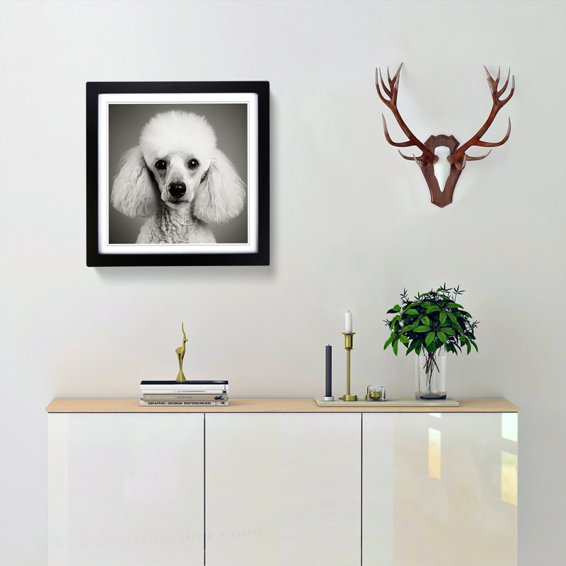 Poodle No.1 - Single Picture Frame Print on Wood, Black