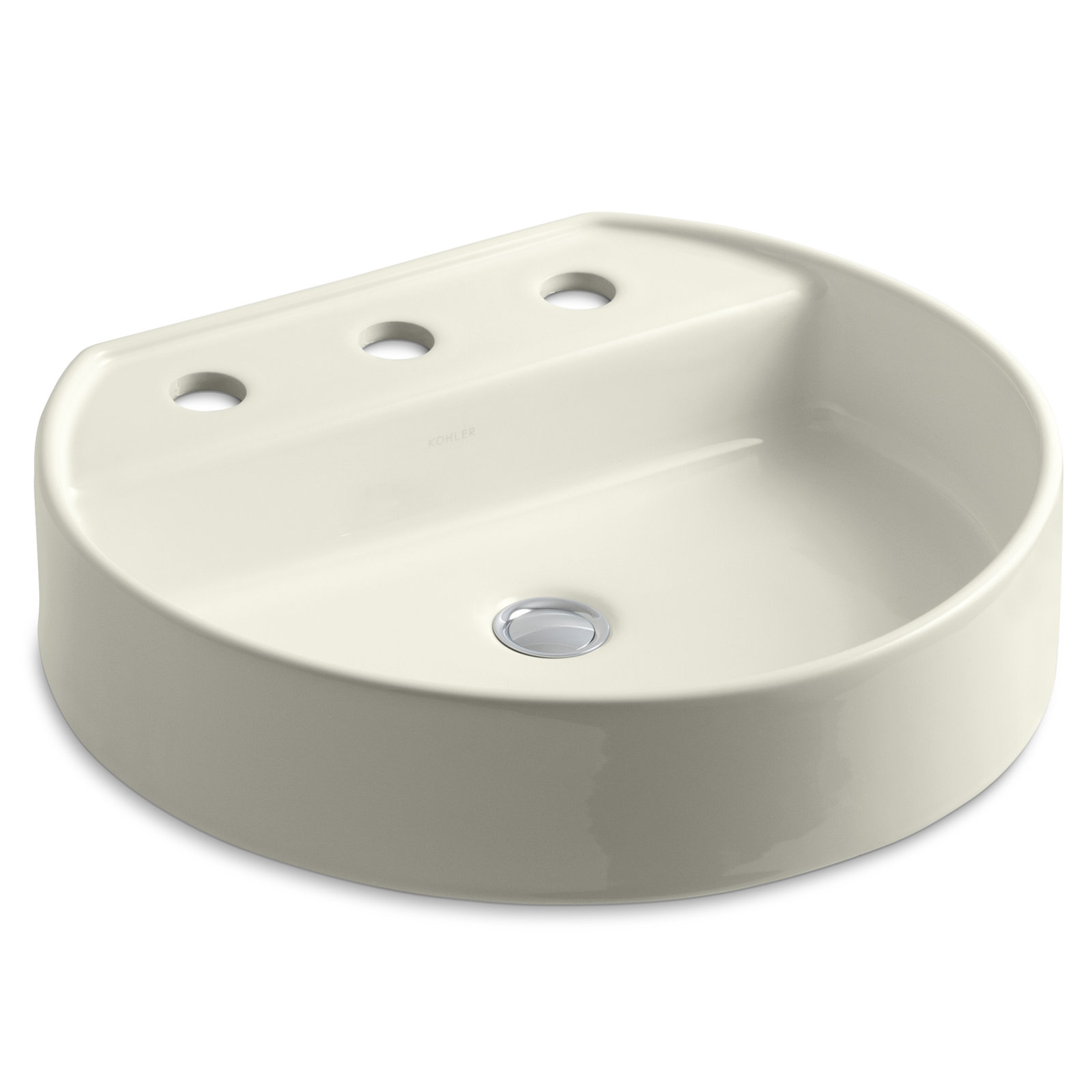 Chord Wading Pool Vessel Bathroom Sink, White, 8" Centers