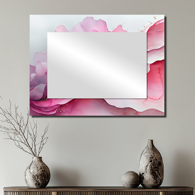 Fluid Foundations Of Rosa Marble I - Abstract Mirror Wall Art - Printed On Metal, 24" x 32"