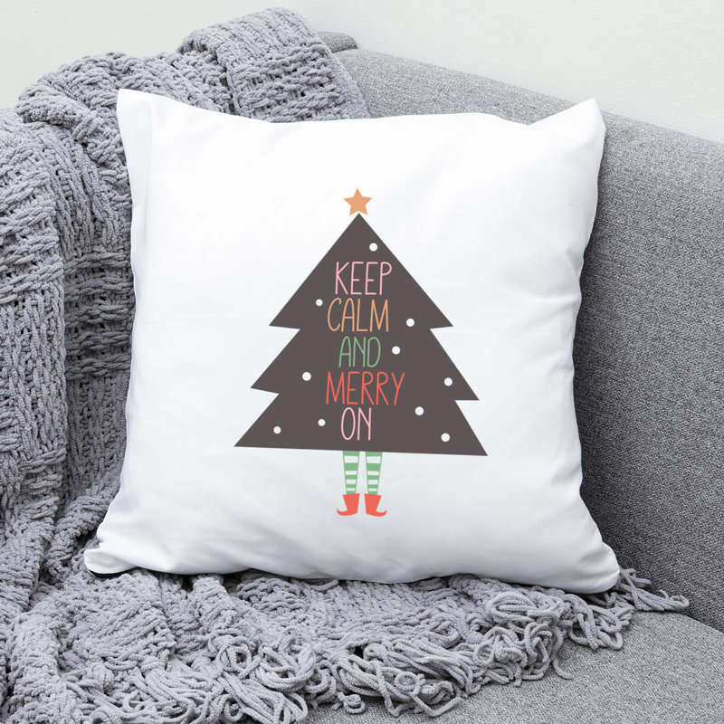ChristmasCuteQuotes-04 Reversible Throw Pillow, 14" x 14"