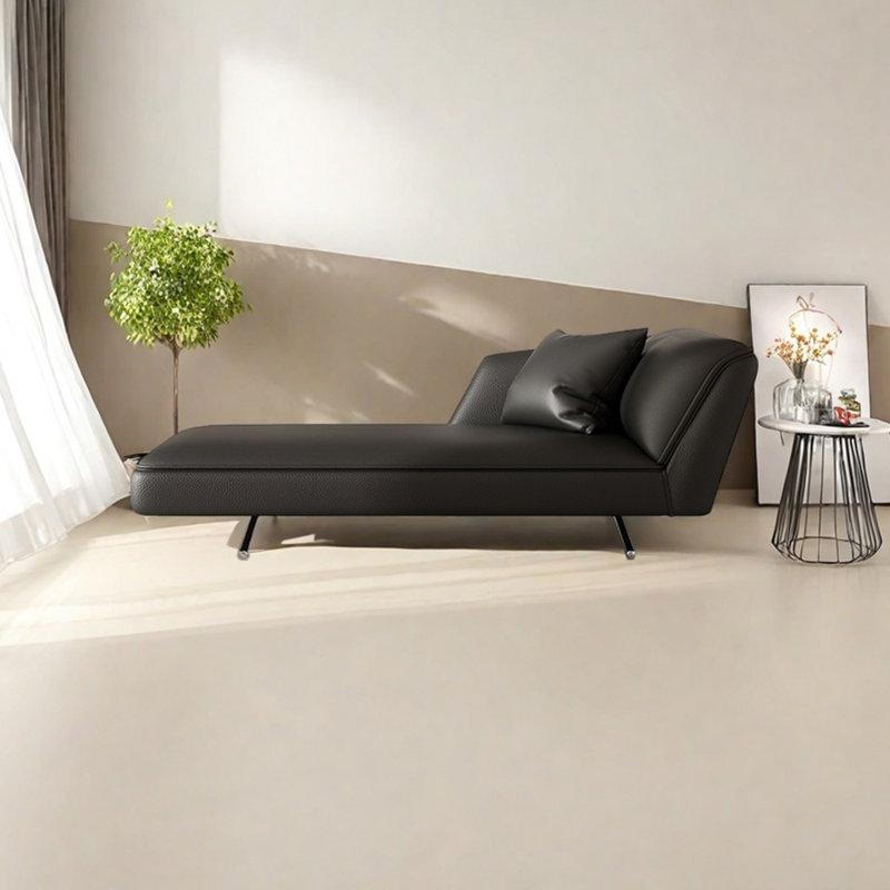 Fauteuil inclinable léger en similicuir luxueux, Orienté à droite, Noir