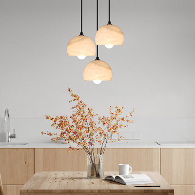 Luminaire suspendu en albâtre pour îlot de cuisine Mid Century Modern