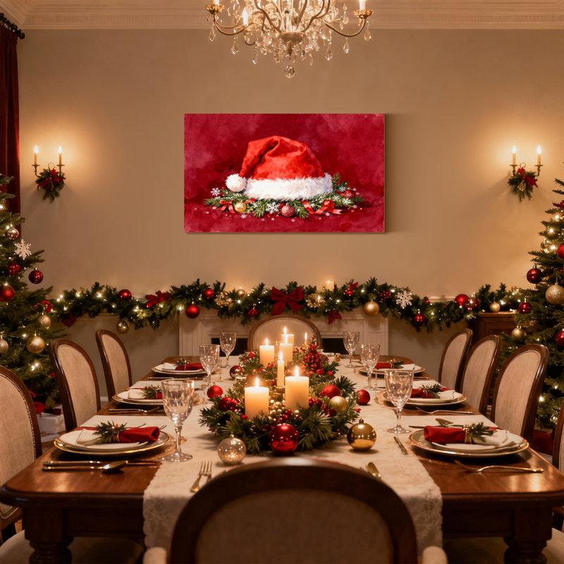 Ensemble de 3 toiles de Noël avec décorations et flocons de neige, H 20 po x l 30 po