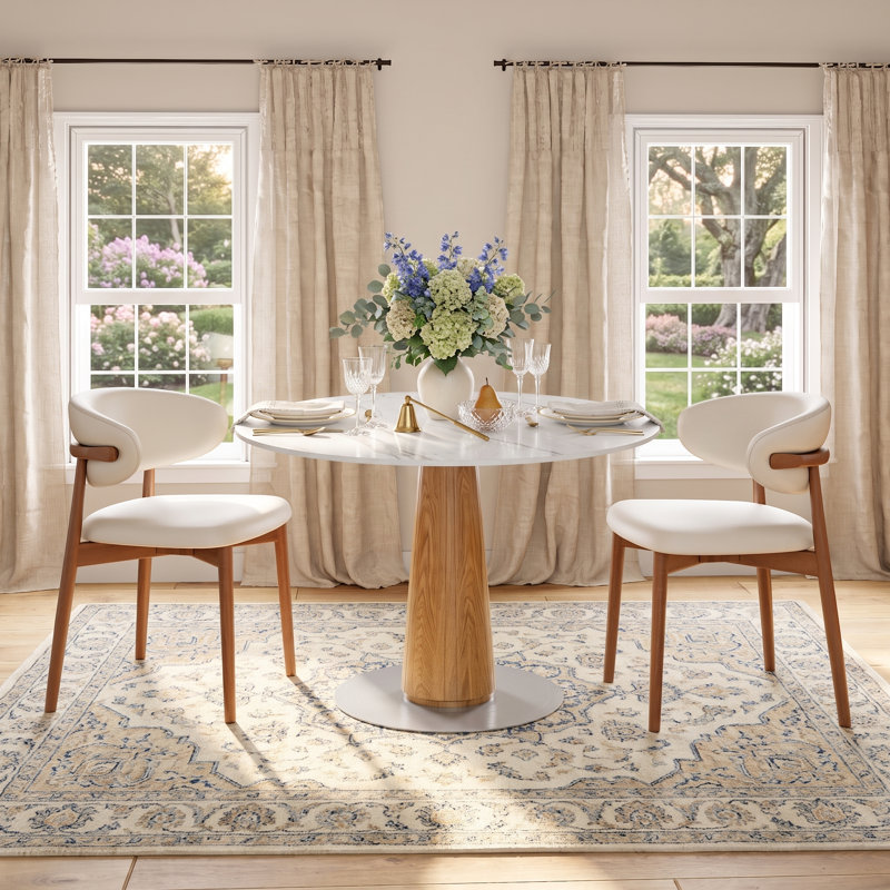 Ensemble de salle à manger Aversa, H 29,53 po x L 43,31 po x l 43,31 po, Ensemble de trois pièces : table, deux chaises