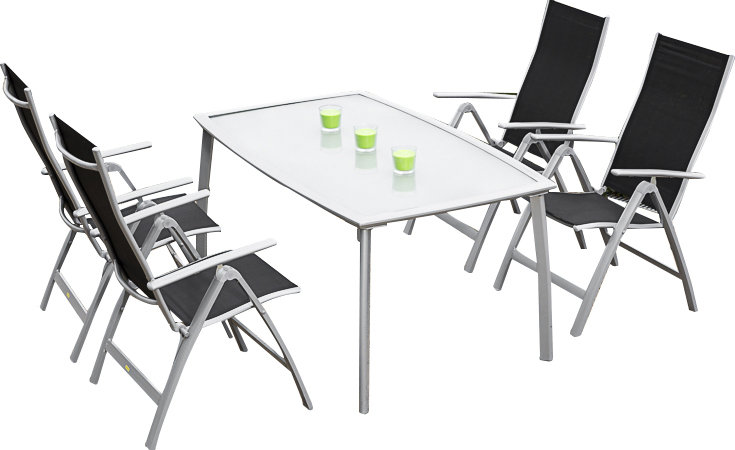 Gia 4 - Person Patio Dining Set with Rectangular Table, Black