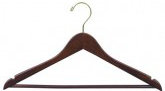 Cintre en bois plat antidérapant avec barre pour robe / chandail / chandail