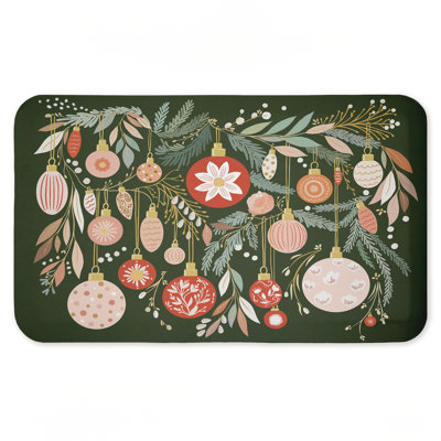 Tapis de sol anti-fatigue Holiday Florals & Ornament Shapes