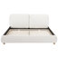 Grand lit plateforme tapissier avec deux coussins amovibles, tissu Boucle, blanc