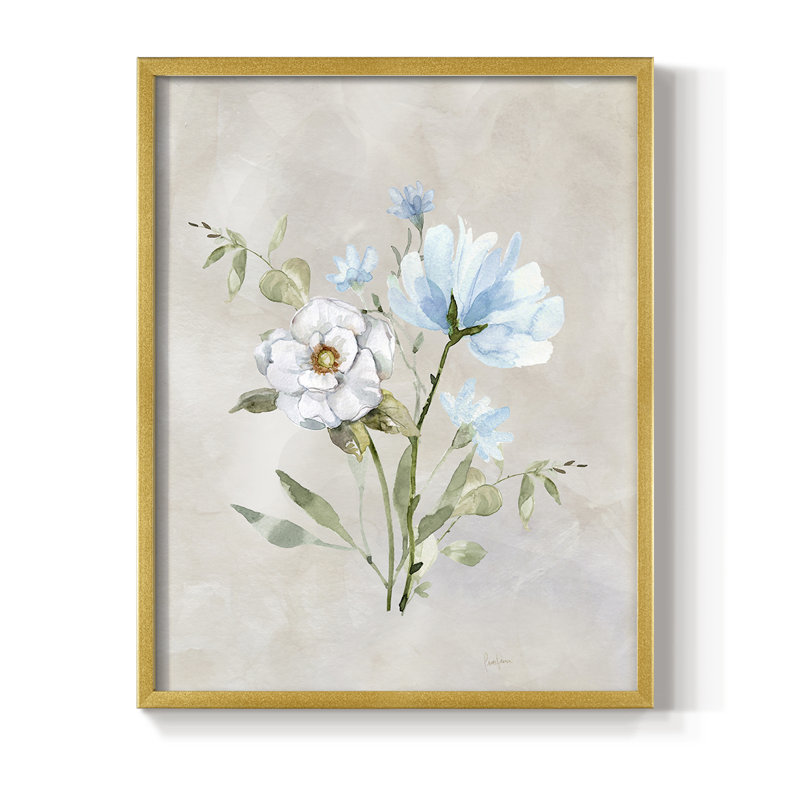 Détail dans la prairie II, reproduction encadrée - bois massif, H 15 po x l 12 po, Doré