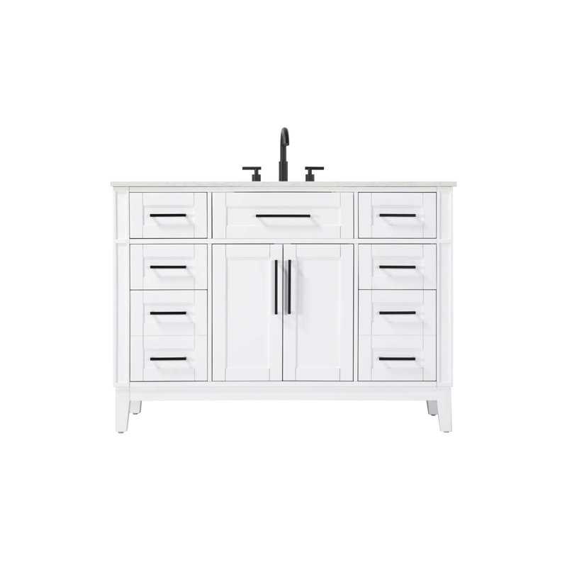 Meuble-lavabo simple 48 po blanc miel, Blanc, 48"