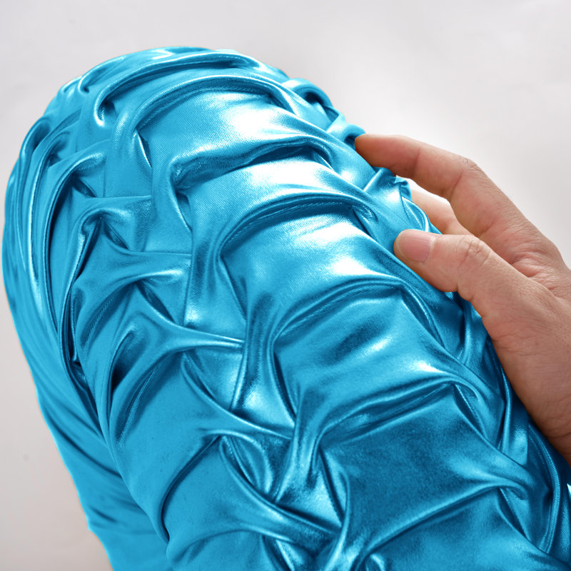 Set Of 2 Round Ruched Throw Pillows For Bedroom Living Room Couch Car Chair Decoration, Blue