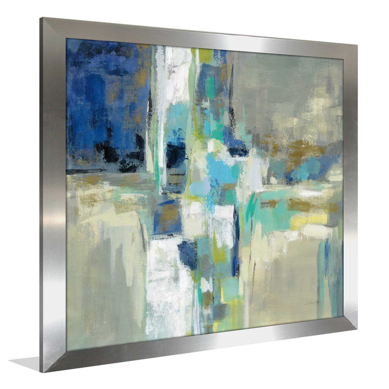Eau de source - peinture, Encadrement argenté, H 31,5 po x l 31,5 po x P 1 po