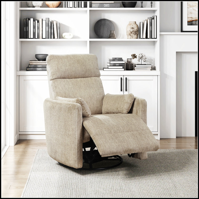 Fauteuil inclinable et pivotant moderne avec revêtement en microfibre, confort moelleux et coussins assortis pour le salon