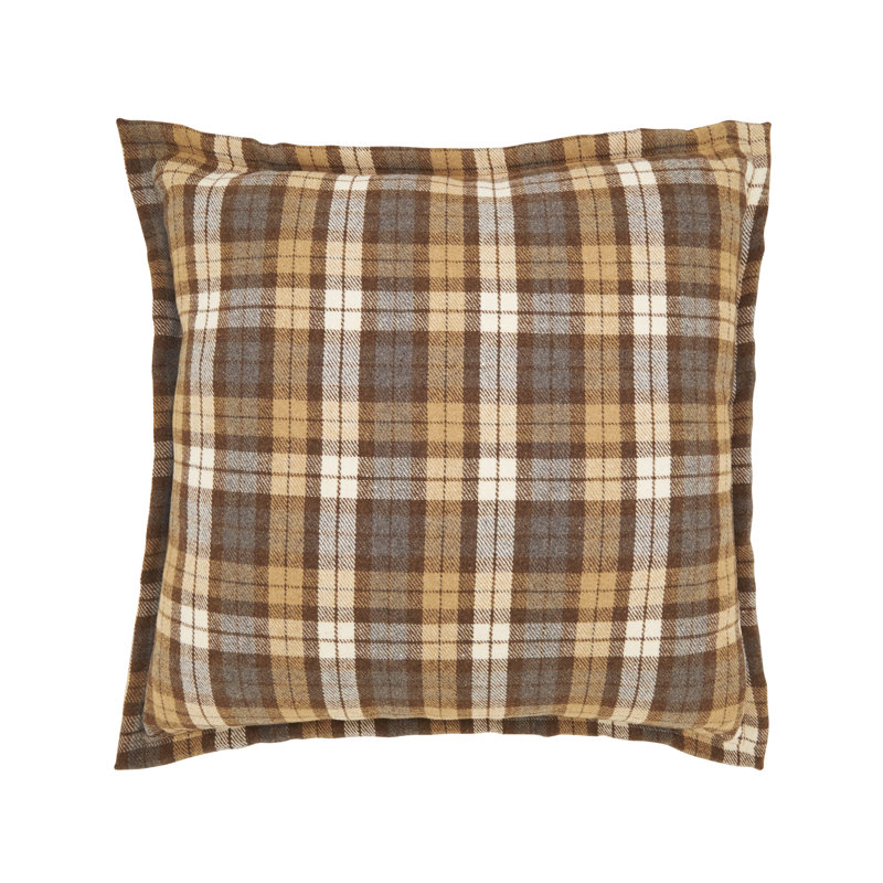 Plaid Flange Filled Throw Pillow, Polyester