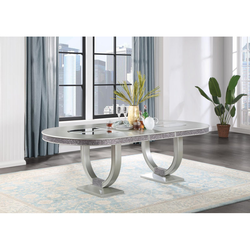 Silver Shimmer Oval Dining Table