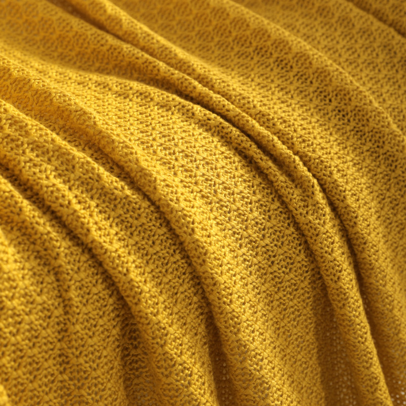 Jeté en tricot torsadé, jeté doux et respirant de 3 lb, doux et respirant - NTBAY, Jaune, Jeté